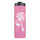 Roze Flamingo en Palm Thermosbeker (Voorkant)
