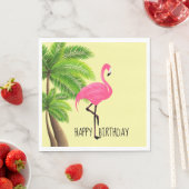 Roze Flamingo en Palm Trees PaperPaper Napkins Servet (Insitu)