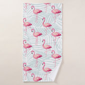 Roze flamingo en palmbladeren - Schattige Badhanddoek (Badhanddoek)