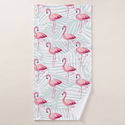 Roze flamingo en palmbladeren - Schattige Badhanddoek (Badhanddoek)