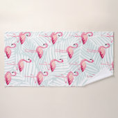 Roze flamingo en palmbladeren - Schattige Badhanddoek (Badhanddoek)