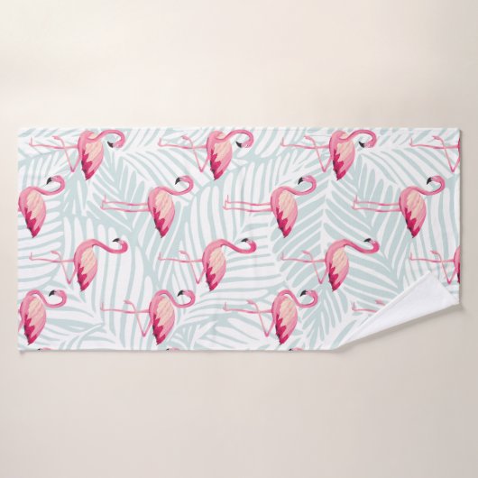 Roze flamingo en palmbladeren - Schattige Badhanddoek (Badhanddoek)