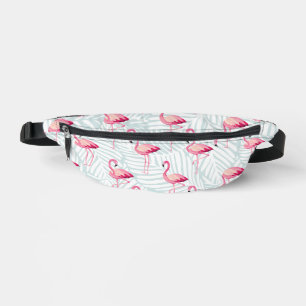 Roze flamingo en palmbladeren - Schattige Heuptasje