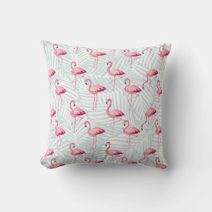 Roze flamingo en palmbladeren - Schattige Kussen