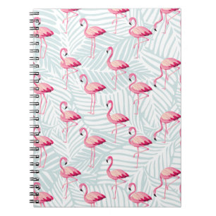 Roze flamingo en palmbladeren - Schattige Notitieboek