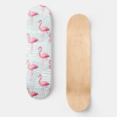 Roze flamingo en palmbladeren - Schattige Persoonlijk Skateboard (Voorkant)