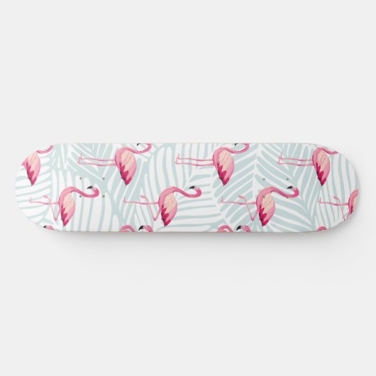 Roze flamingo en palmbladeren - Schattige Persoonlijk Skateboard (Horizontaal)