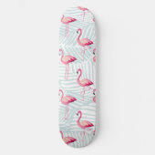 Roze flamingo en palmbladeren - Schattige Persoonlijk Skateboard (Voorkant)