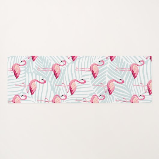 Roze flamingo en palmbladeren - Schattige Yogamat (Achterkant (horizontaal))