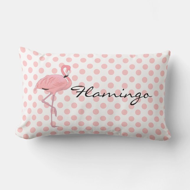 Roze Flamingo en Polka Dots Sierkussen Kussen (Voorkant)