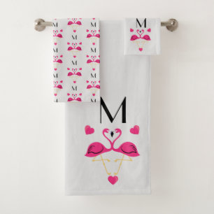 Roze flamingo en reeks handdoeken van het Patroon