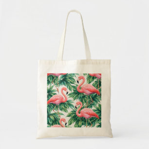 Roze Flamingo en Tropische Bladeren Patroon Tote Bag