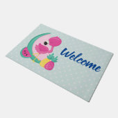 Roze Flamingo en tropische vruchten Welkom Deurmat (Schuin)