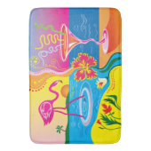 Roze Flamingo en Zomer Cocktail Badmat (Voorkant Verticaal)