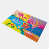 Roze Flamingo en Zomer Cocktail Deurmat (Schuin)