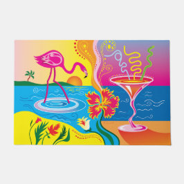 Roze Flamingo en Zomer Cocktail Deurmat