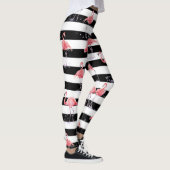 Roze flamingo en zwart-wit strempatroon leggings (Rechts)