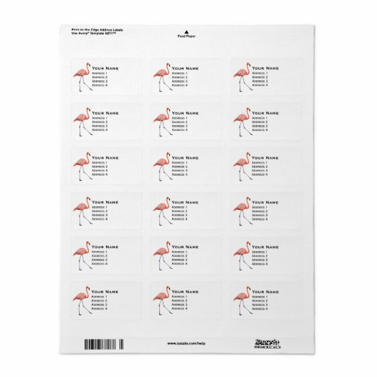 Roze Flamingo Etiket (Full Sheet)