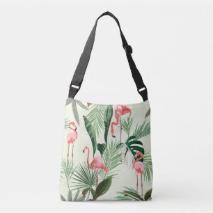 Roze Flamingo Exotische Bloemen Patroon Crossbody Tas