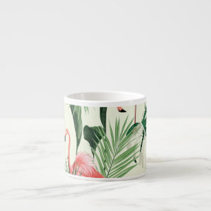 Roze Flamingo Exotische Bloemen Patroon Espresso Kop