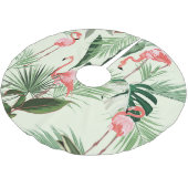 Roze Flamingo Exotische Bloemen Patroon Kerstboom Rok (Gekanteld)