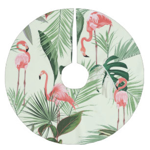 Roze Flamingo Exotische Bloemen Patroon Kerstboom Rok