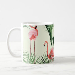 Roze Flamingo Exotische Bloemen Patroon Koffiemok