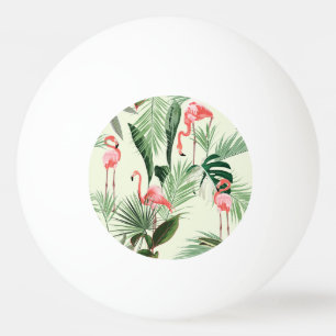 Roze Flamingo Exotische Bloemen Patroon Pingpongbal