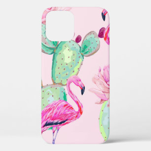 Roze flamingo, exotische vogels, zachte bloemen, r Case-Mate iPhone case