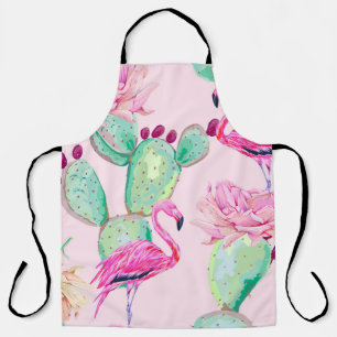 Roze flamingo, exotische vogels, zachte bloemen, r schort