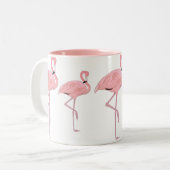 Roze Flamingo Familie Flock Tweekleurige Koffiemok (Voorkant links)