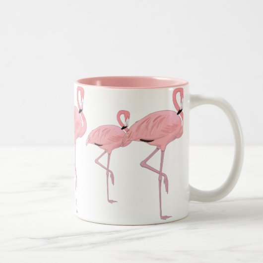 Roze Flamingo Familie Flock Tweekleurige Koffiemok (Rechts)