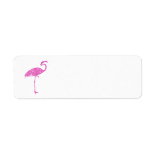 Roze Flamingo Faux Glitter Flamingos Tropical Bird Etiket
