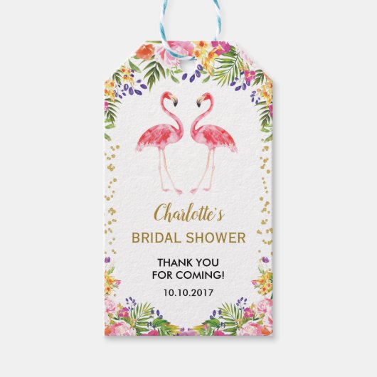 Roze Flamingo Favor Dank u Label Tropical Summer Cadeaulabel (Voorkant)