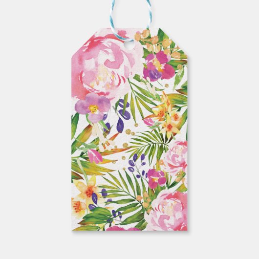 Roze Flamingo Favor Dank u Label Tropical Summer Cadeaulabel (Achterkant)