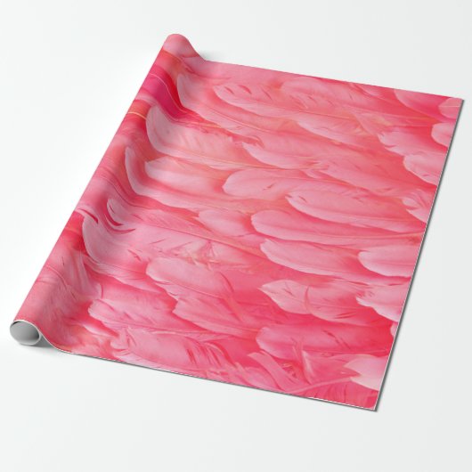 Roze Flamingo Feathersflamingo, veer, roze, textur Cadeaupapier (Uitgerold)