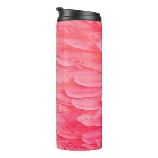 Roze Flamingo Feathersflamingo, veer, roze, textur Thermosbeker (Geroteerd rechts)