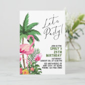 Roze Flamingo Feest  Kaart (Staand voorkant)