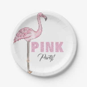 Roze Flamingo Feest Modern Sober Papieren Bordje