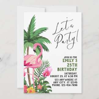 Roze Flamingo Feestje Kaart
