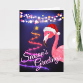 Roze Flamingo Festief Tropisch Strand Kerstmis Feestdagen Kaart (Voorkant)