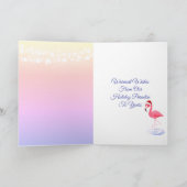 Roze Flamingo Festief Tropisch Strand Kerstmis Feestdagen Kaart (Binnen)