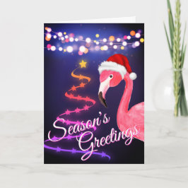 Roze Flamingo Festief Tropisch Strand Kerstmis Feestdagen Kaart
