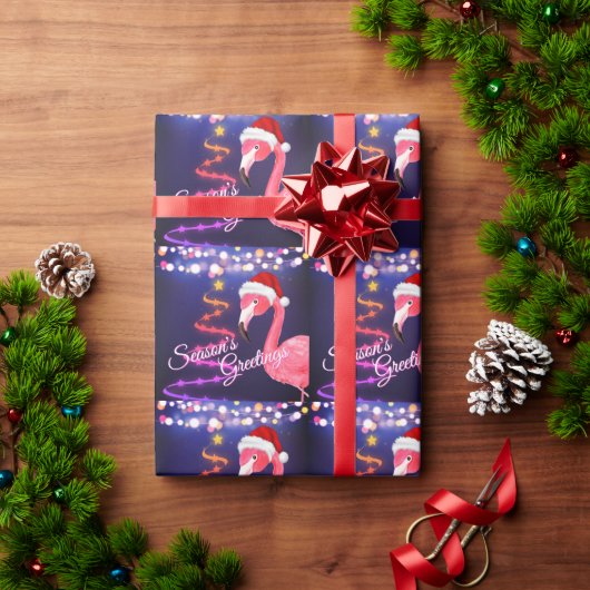Roze Flamingo Festive Tropical Beach Kerstmis Cadeaupapier (Feestdagen Geschenken)