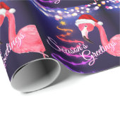 Roze Flamingo Festive Tropical Beach Kerstmis Cadeaupapier (Rol Hoek)