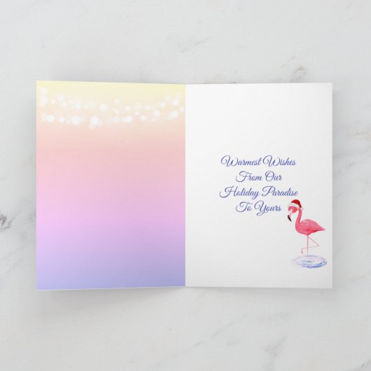 Roze Flamingo Festive Tropical Beach Kerstmis Feestdagen Kaart (Binnen)