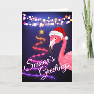 Roze Flamingo Festive Tropical Beach Kerstmis Feestdagen Kaart