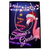 Roze Flamingo Festive Tropical Beach Kerstmis Medium Cadeauzakje (Voorkant)