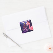 Roze Flamingo Festive Tropical Beach Kerstmis Vierkante Sticker (Envelop)