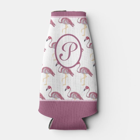 Roze flamingo Flamingos kan koelbloem botsen Flesjeskoeler (Voorkant)